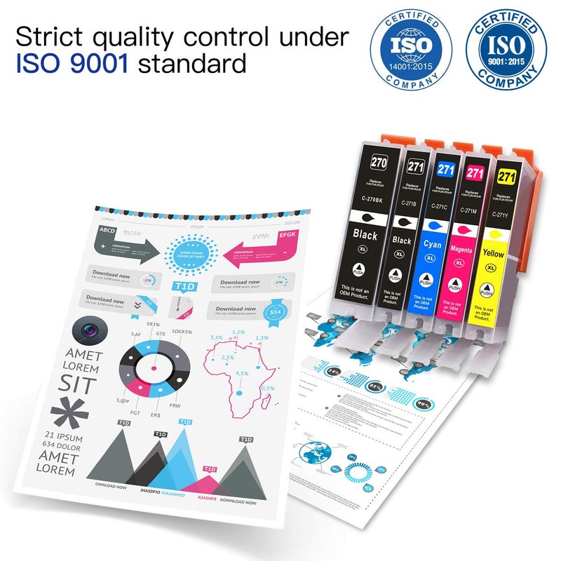 Arthur Imaging 15 Pack Compatible Ink Cartridge Replacement for 270XL 271XL (3 Large Black, 3 Small Black, 3 Cyan, 3 Yellow, 3 Magenta, 15-Pack) - Image 4